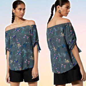 BABATON Aritzia Malik Off Shoulder Floral Blouse Sz Medium